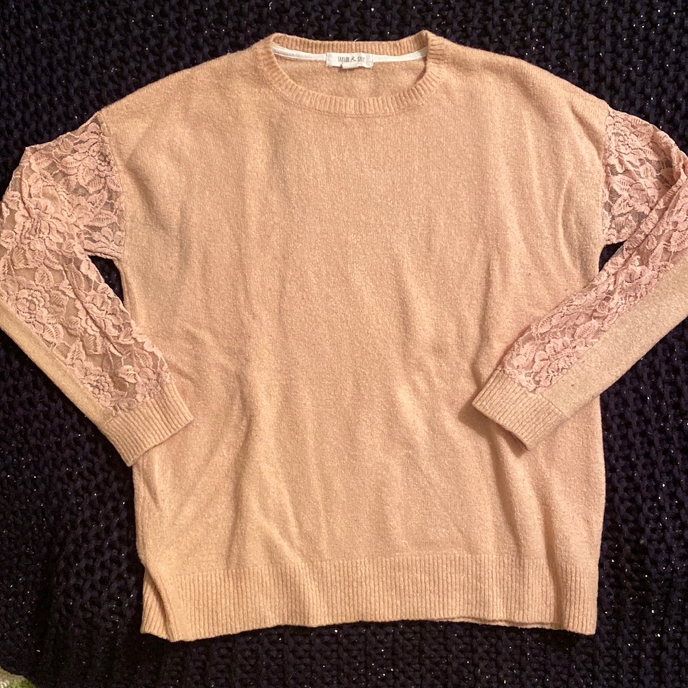 Dusty Rose sweater with lace details